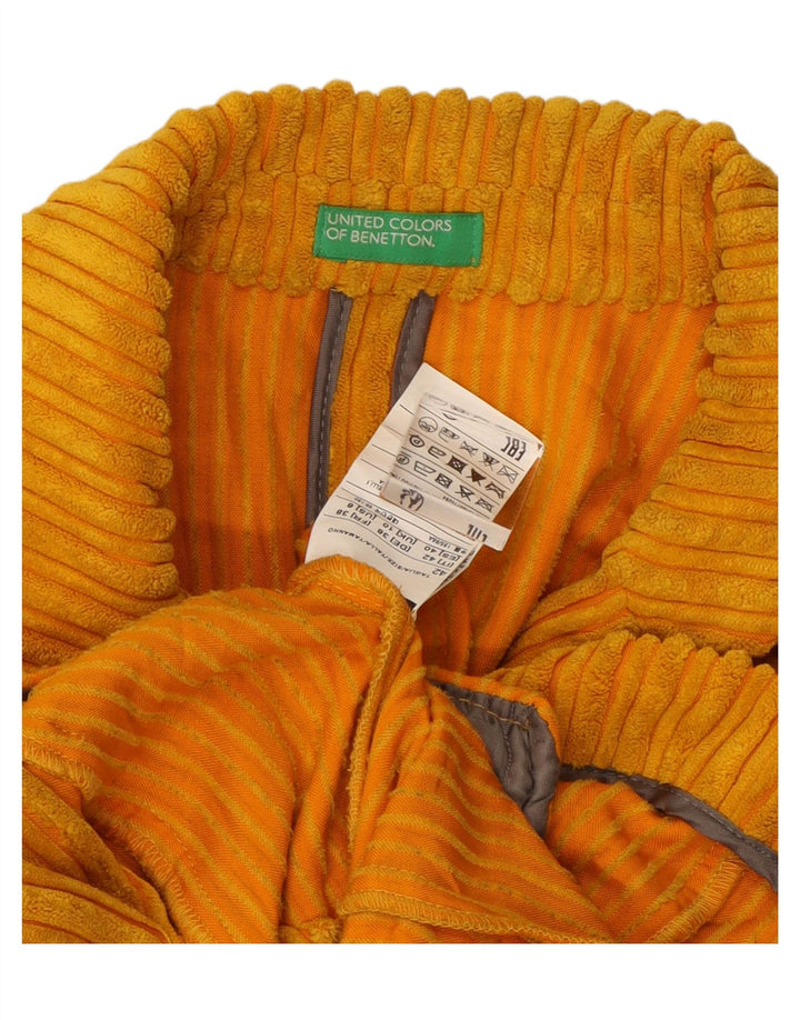 BENETTON Womens Double Breasted Corduroy Blazer Jacket UK 10 Small Yellow