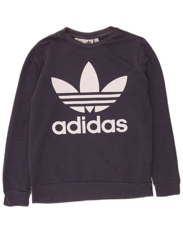 Γραφικό φούτερ ADIDAS Boys Jumper 13-14 ετών Navy Blue Cotton