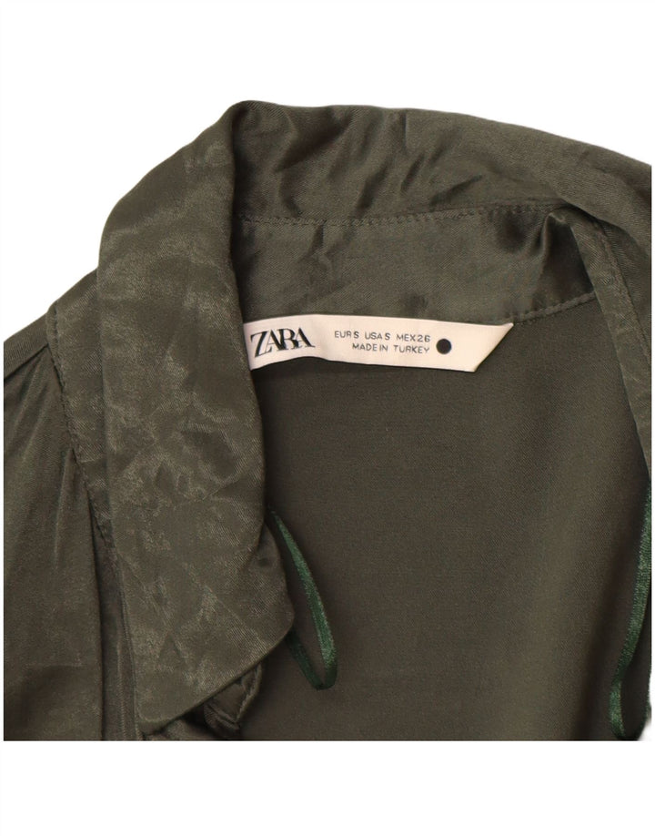 Zara Γυναικείο πουκάμισο Μπλούζα UK 10 Small Green Viscose
