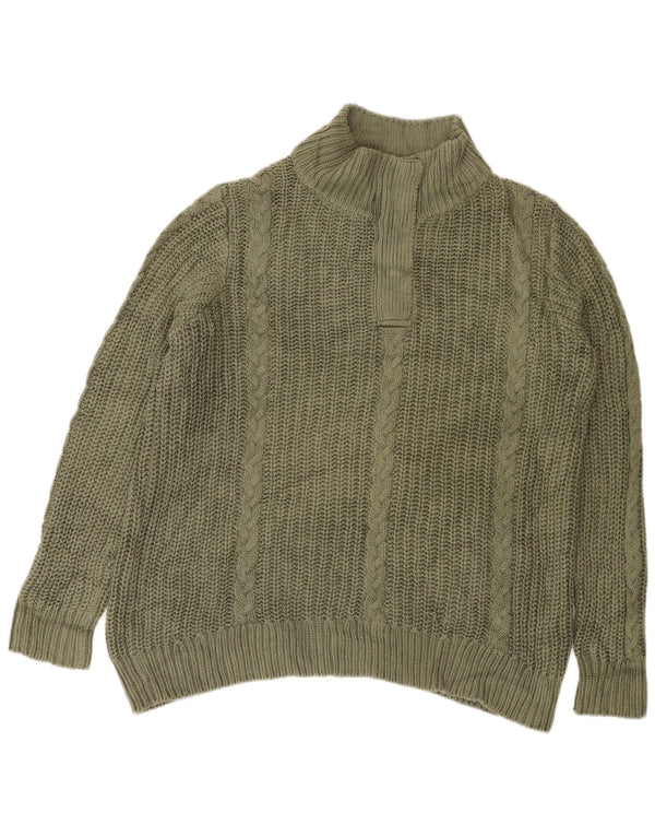 Γυναικείο πουλόβερ L.L.Bean Loose Fit με φερμουάρ, βαμβακερό χακί UK 18 XL