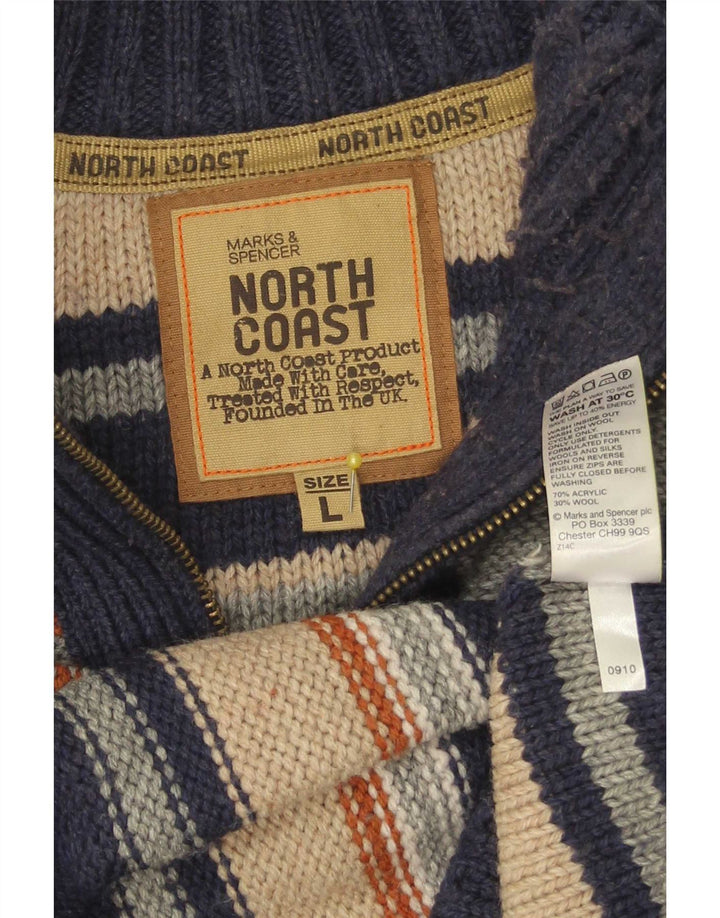 Marks & Spencer Ανδρικό πουλόβερ με φερμουάρ North Coast με λαιμόκοψη μεγάλο μπλε ναυτικό
