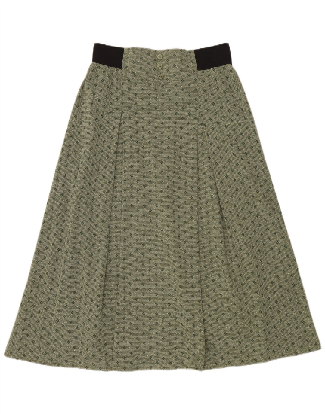 Vintage Γυναικεία Midi Φούστα IT 42 Medium W30 Green Spotted Polyester