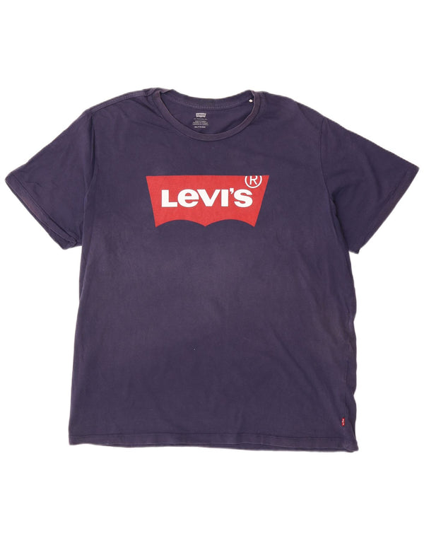 Ανδρικό γραφικό T-Shirt Levi's Top 2XL Navy Blue Cotton