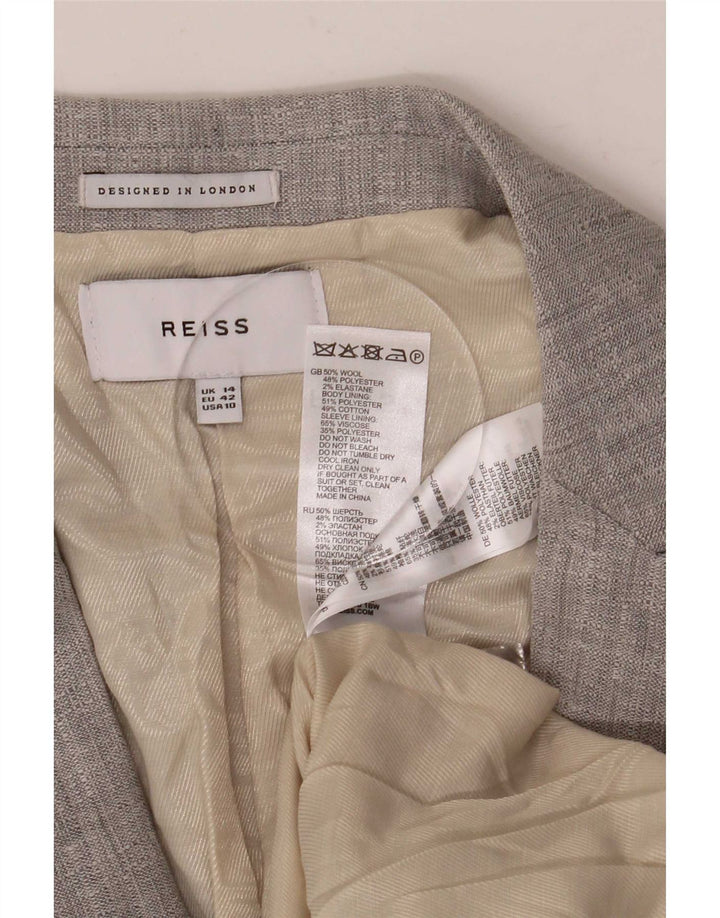 Reiss Γυναικείο σακάκι 1 κουμπιού blazer UK 14 μεγάλο γκρι μαλλί