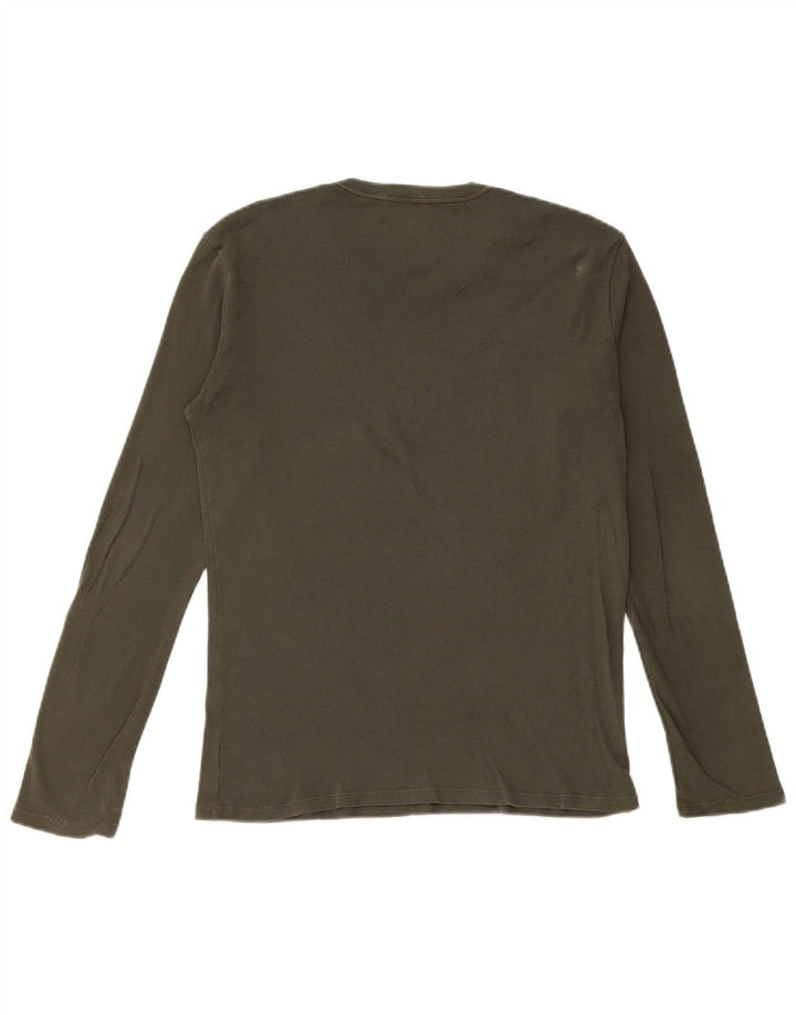 BENETTON Γυναικείο Γραφικό Τοπ μακρυμάνικο UK 12 Medium Green