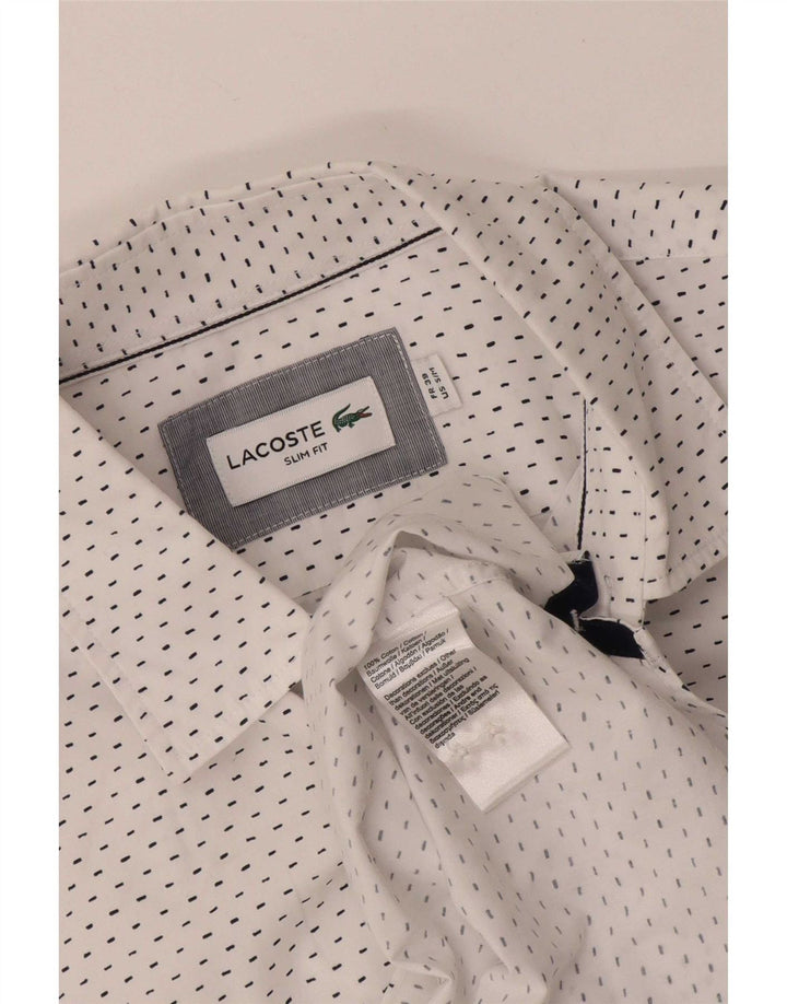 Ανδρικό πουκάμισο Lacoste Slim Fit Μέγεθος 39 Βαμβακερό μέτριο λευκό με στίγματα