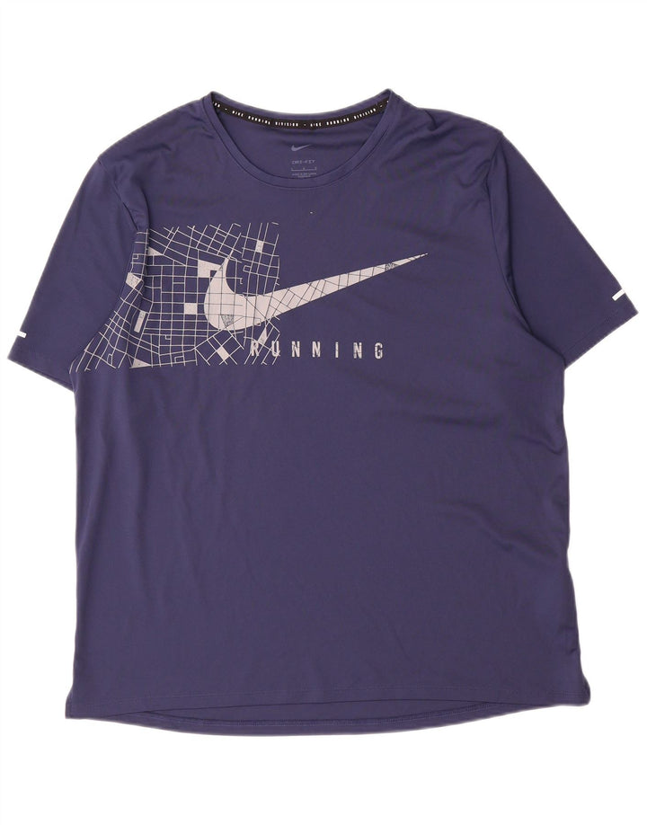 Ανδρικό γραφικό μπλουζάκι Nike με τοπ μεγάλο μπλε ναυτικό πολυεστέρα