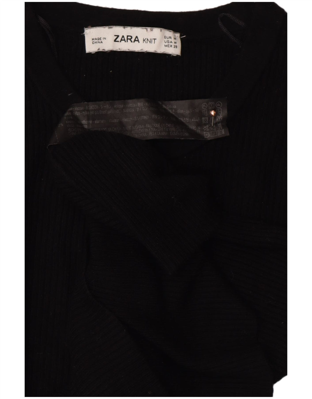 ZARA Γυναικείο πουλόβερ με κουμπιά λαιμόκοψης UK 12 μεσαία μαύρη βισκόζη