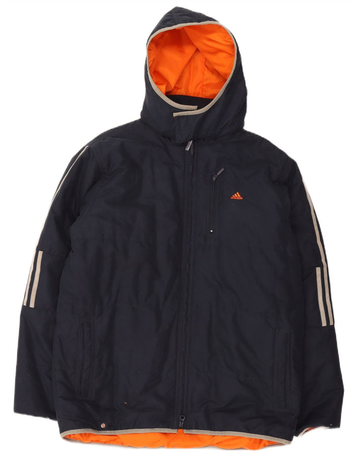 Μπουφάν Adidas Boys με κουκούλα με επένδυση 15-16 ετών Navy Blue Polyester