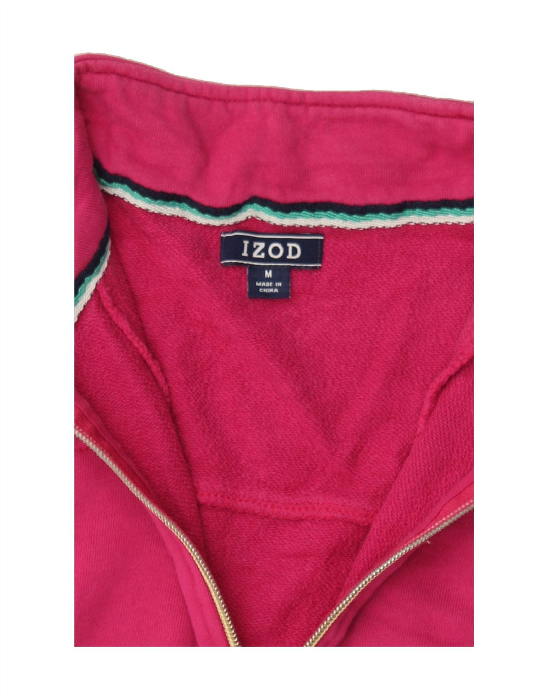 IZOD Womens Zip Neck Sweatshirt Jumper UK 14 Medium Pink Cotton Vintage Izod and Second-Hand Izod from Messina Hembry 