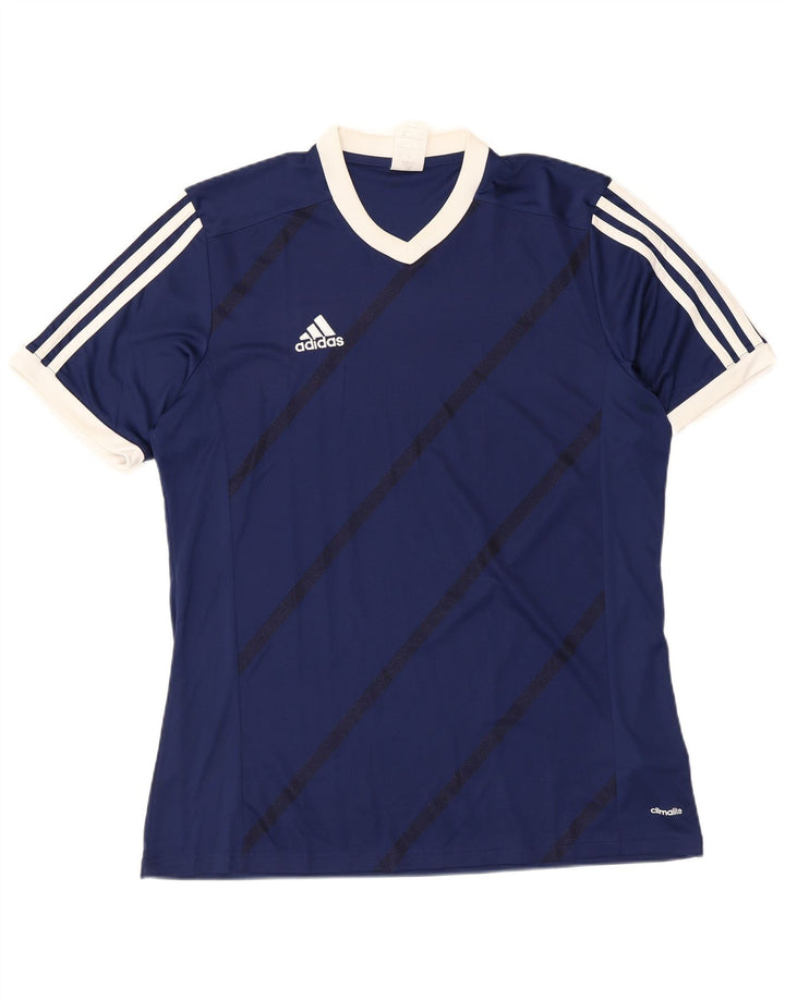 Ανδρικό T-Shirt Adidas Top Large Navy Blue ριγέ πολυεστέρας
