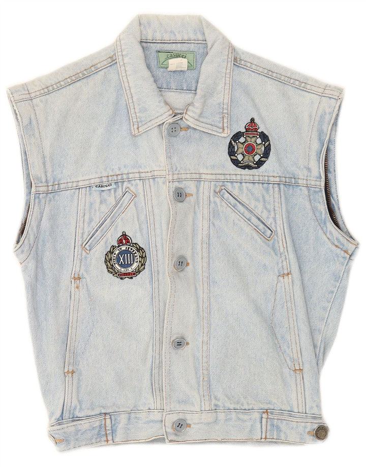 Casucci Boys Graphic Denim Gilet 9-10 Years Blue Cotton