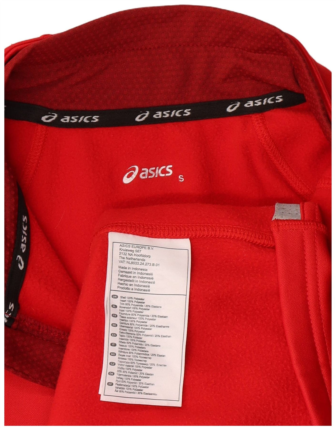 Ανδρική φόρμα πουλόβερ με φερμουάρ ASICS Top Small Red Polyester Sports