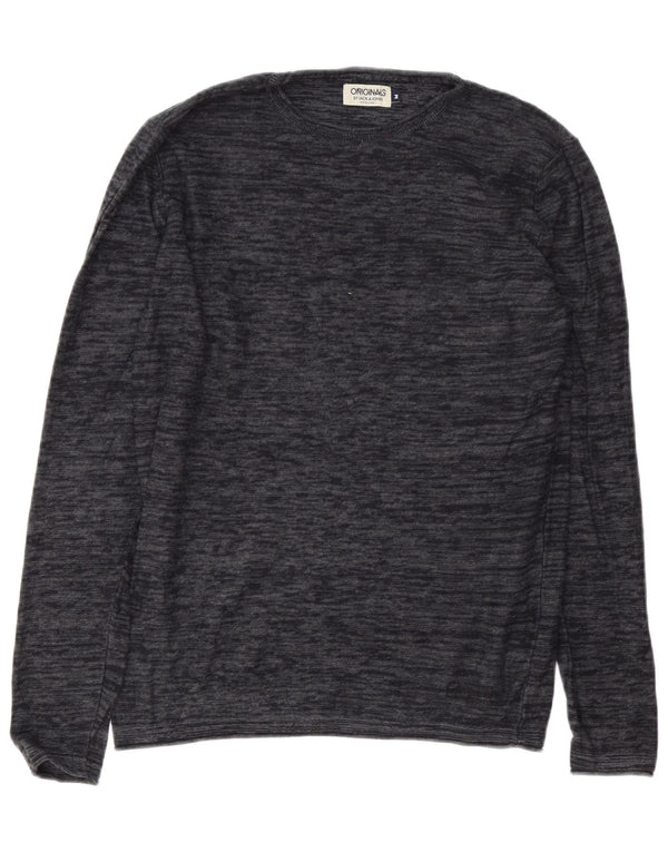 Jack & Jones Ανδρικό πουλόβερ με κανονική εφαρμογή σε λαιμό σκάφος με μεσαίο γκρι φλύκταινα