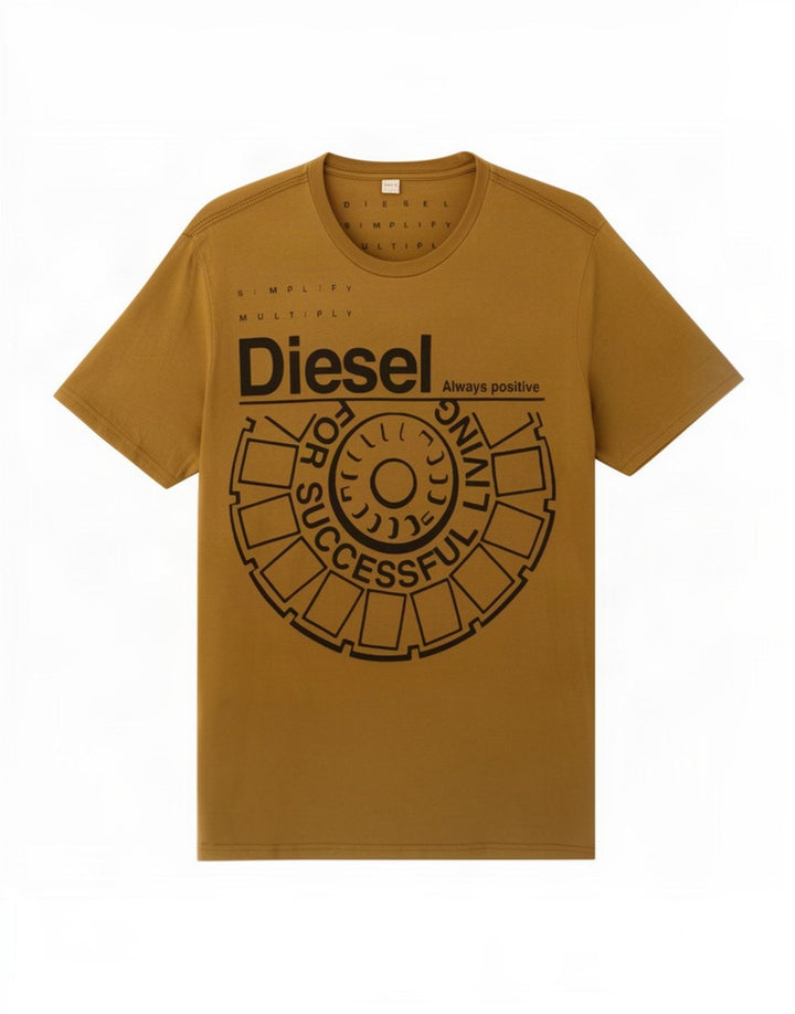 Ανδρικό γραφικό T-Shirt Diesel Top Larg Brown Βαμβακερό