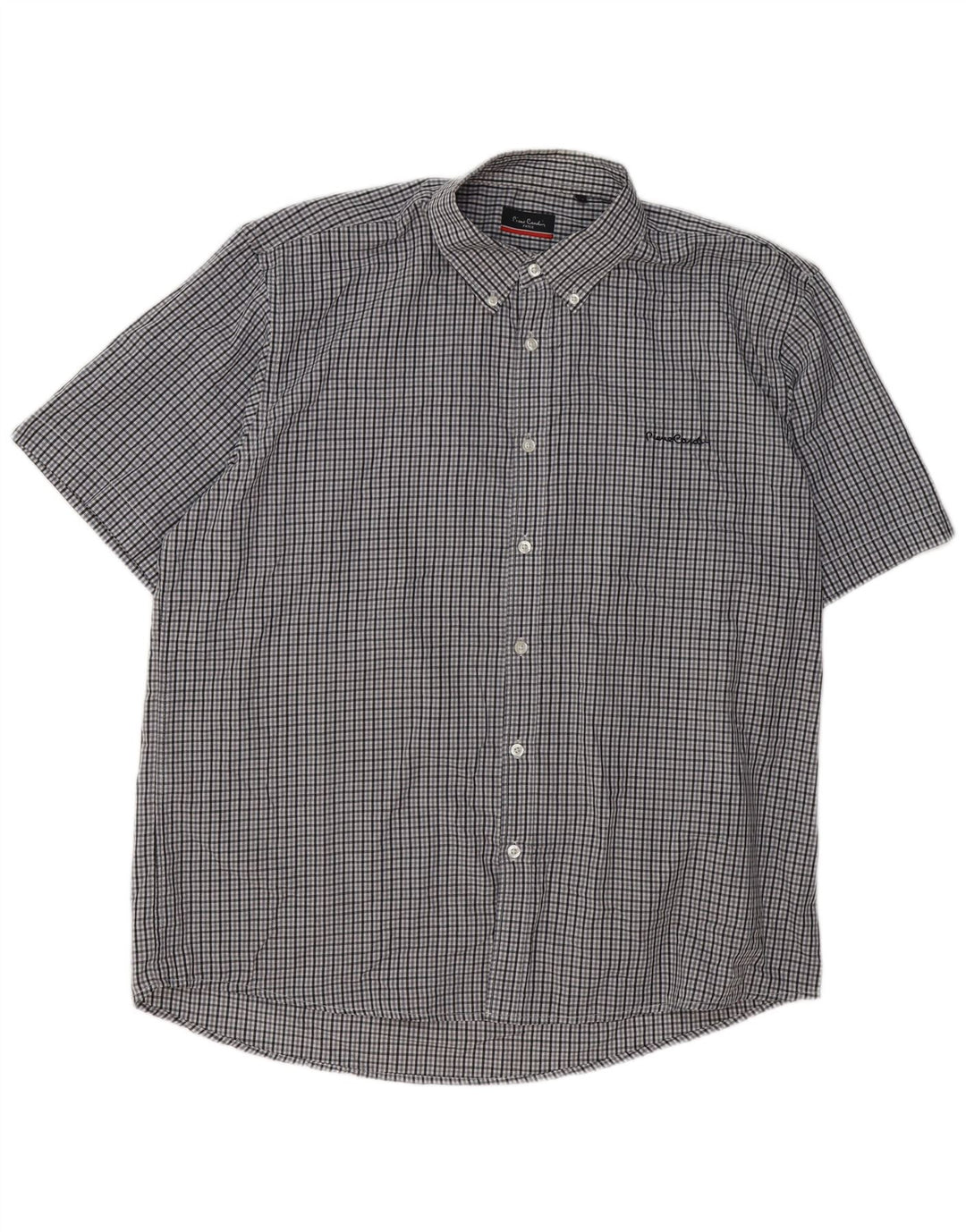 Pierre Cardin Ανδρικό πουκάμισο κανονικής εφαρμογής 3XL Grey Check Polyester