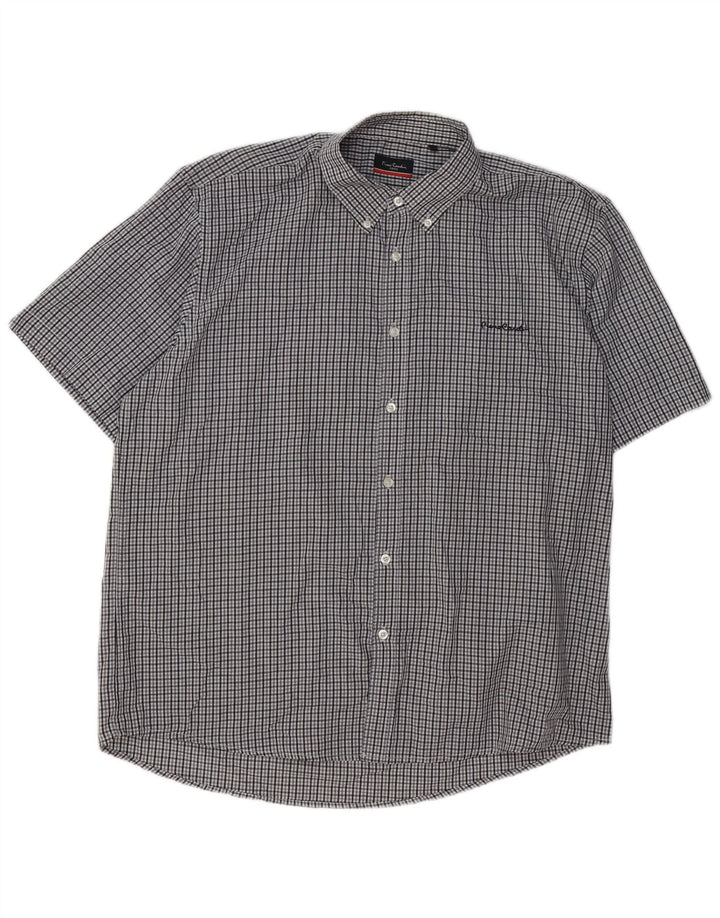 Pierre Cardin Ανδρικό πουκάμισο κανονικής εφαρμογής 3XL Grey Check Polyester