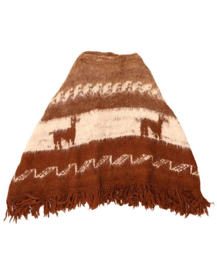 Vintage Γυναικείο Poncho Jumper One Size Brown Colourblock Aztec