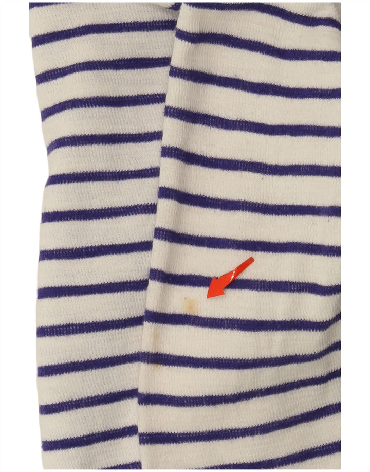 JOULES Γυναικείο ανοιχτό πουλόβερ ζακέτα UK 8 Small White ριγέ βαμβακερό