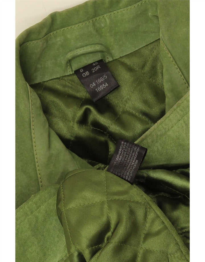 Vintage γυναικείο σουέτ σακάκι με 4 κουμπιά UK 20 2XL πράσινο δέρμα