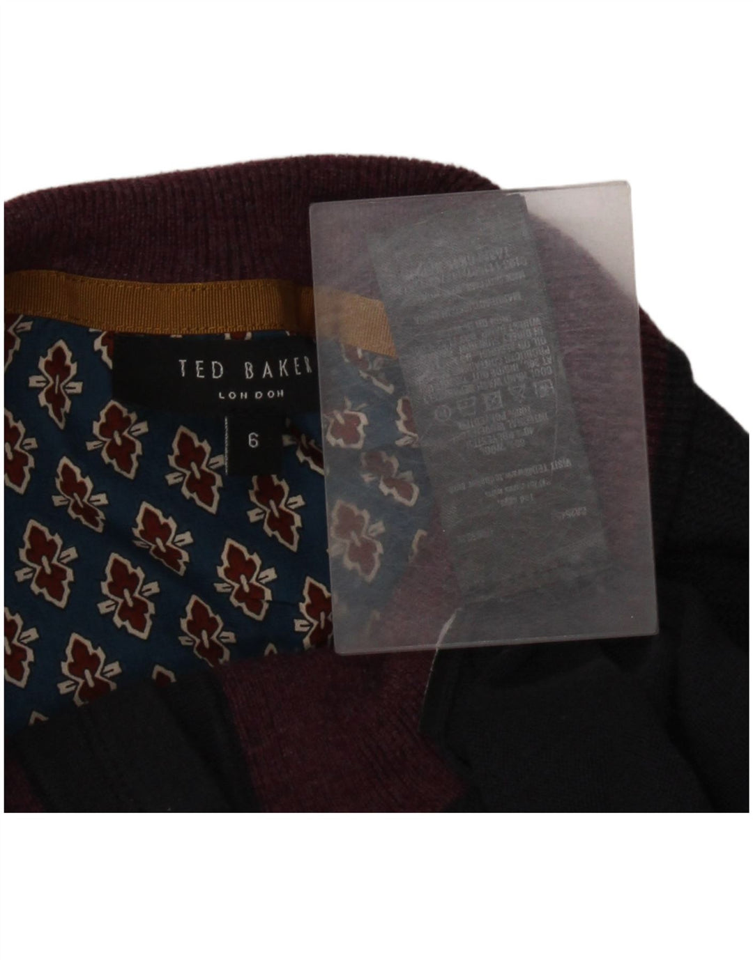 Ανδρικό πουλόβερ με λαιμό κουμπιά Ted Baker, μέγεθος 6 2XL Navy Blue Wool