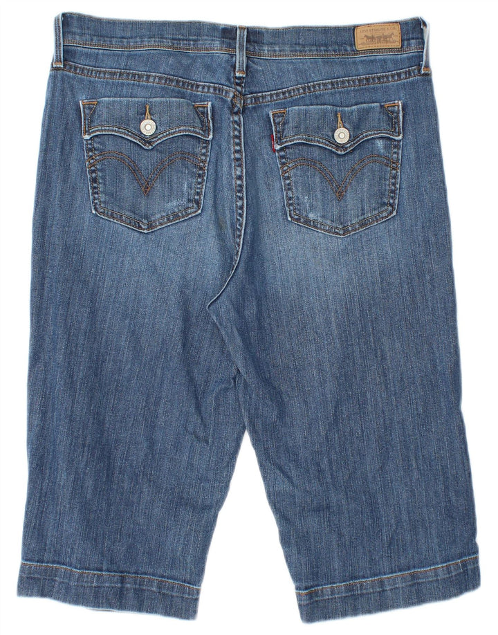 LEVI'S Γυναικείο τζιν σορτς βερμούδας ταλαιπωρημένο US 8 μεσαίο W28 μπλε βαμβακερό