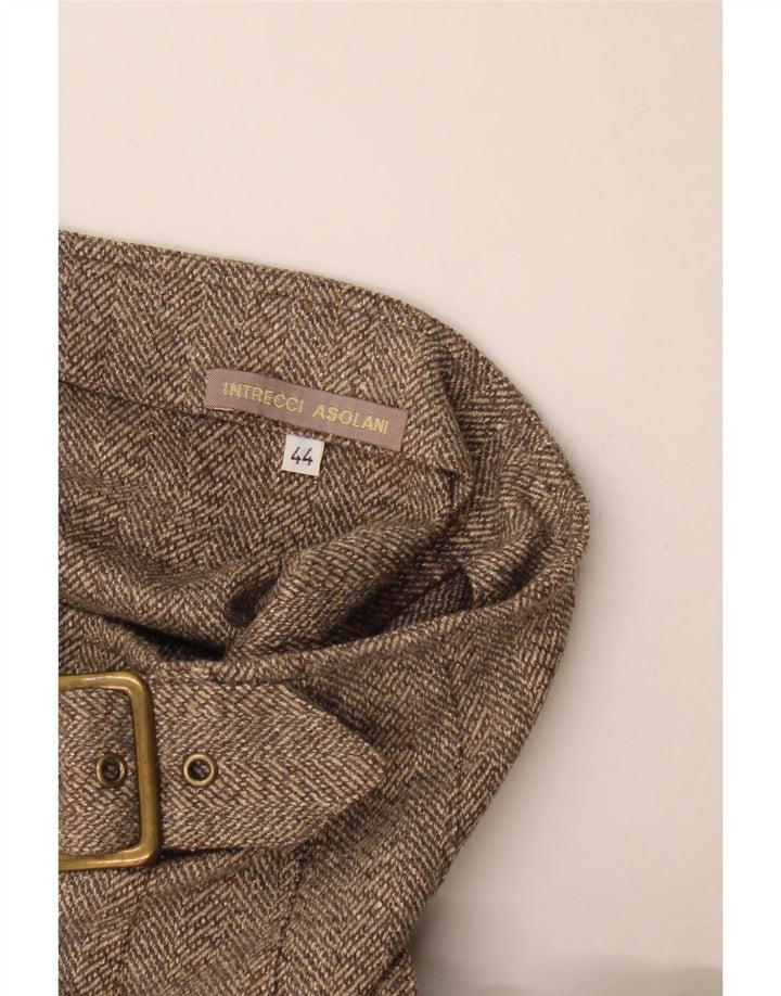 Vintage γυναικεία πλισέ φούστα IT 44 Medium W30 Καφέ ψαροκόκκαλο