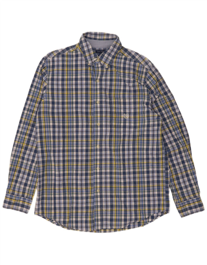 Chaps Ανδρικό πουκάμισο Easy Care Medium Blue Check Cotton