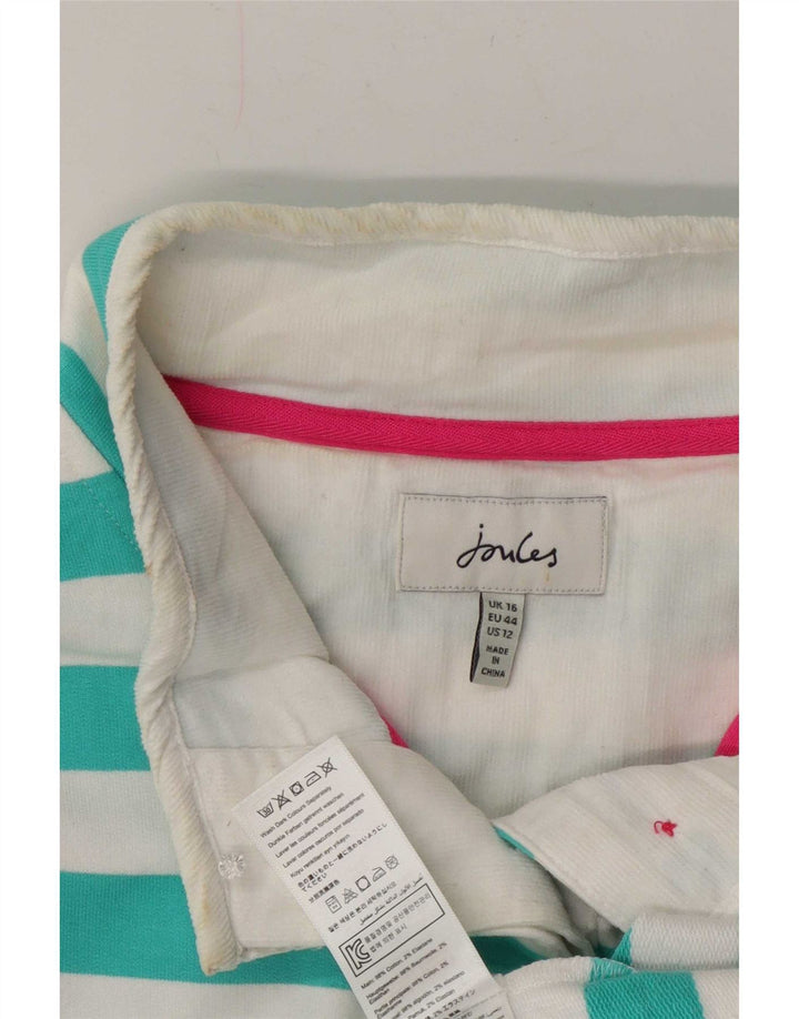 Joules Γυναικεία φούτερ με λαιμόκοψη με κουμπιά Jumper UK 16 Large τιρκουάζ ριγέ