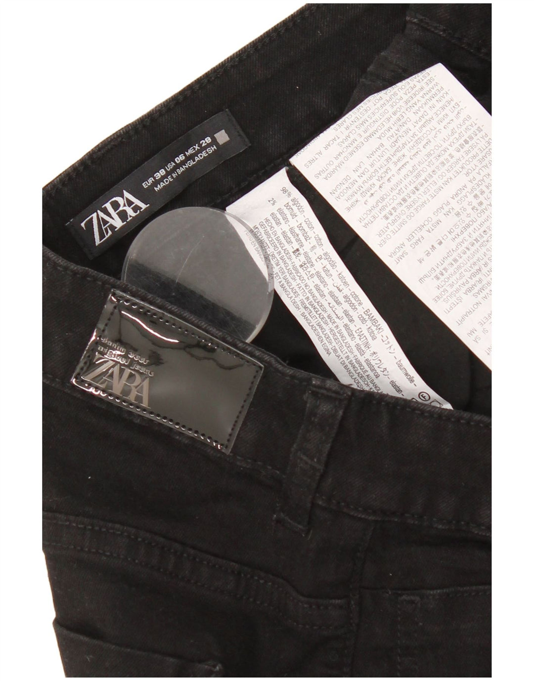 Zara Γυναικείο τζιν EU 38 Small W28 L31 Μαύρο βαμβακερό