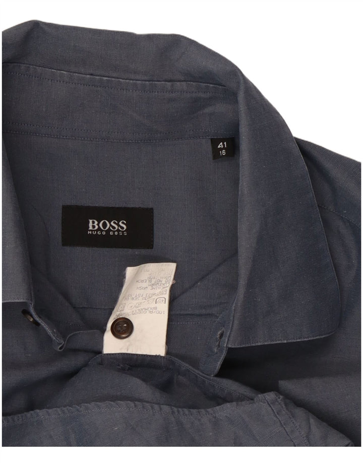 Ανδρικό πουκάμισο Hugo Boss Νούμερο 16 41 Μεγάλο Βαμβακερό Navy Blue
