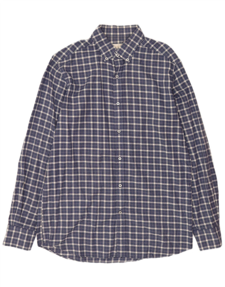 Ανδρικό φανελένιο πουκάμισο Massimo Dutti, μεσαίο ναυτικό μπλε Check
