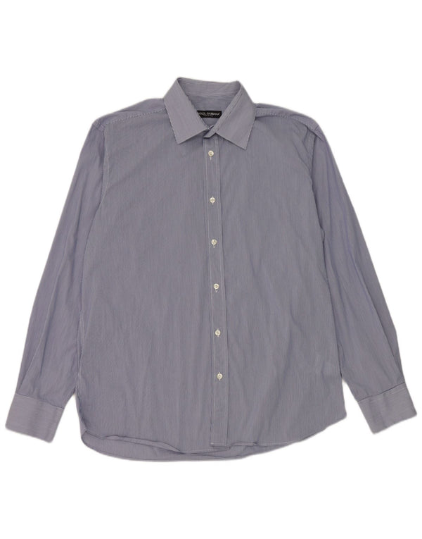 Ανδρικό πουκάμισο Dolce & Gabbana μέγεθος 42 16 1/2 Large Blue Pinstripe Cotton