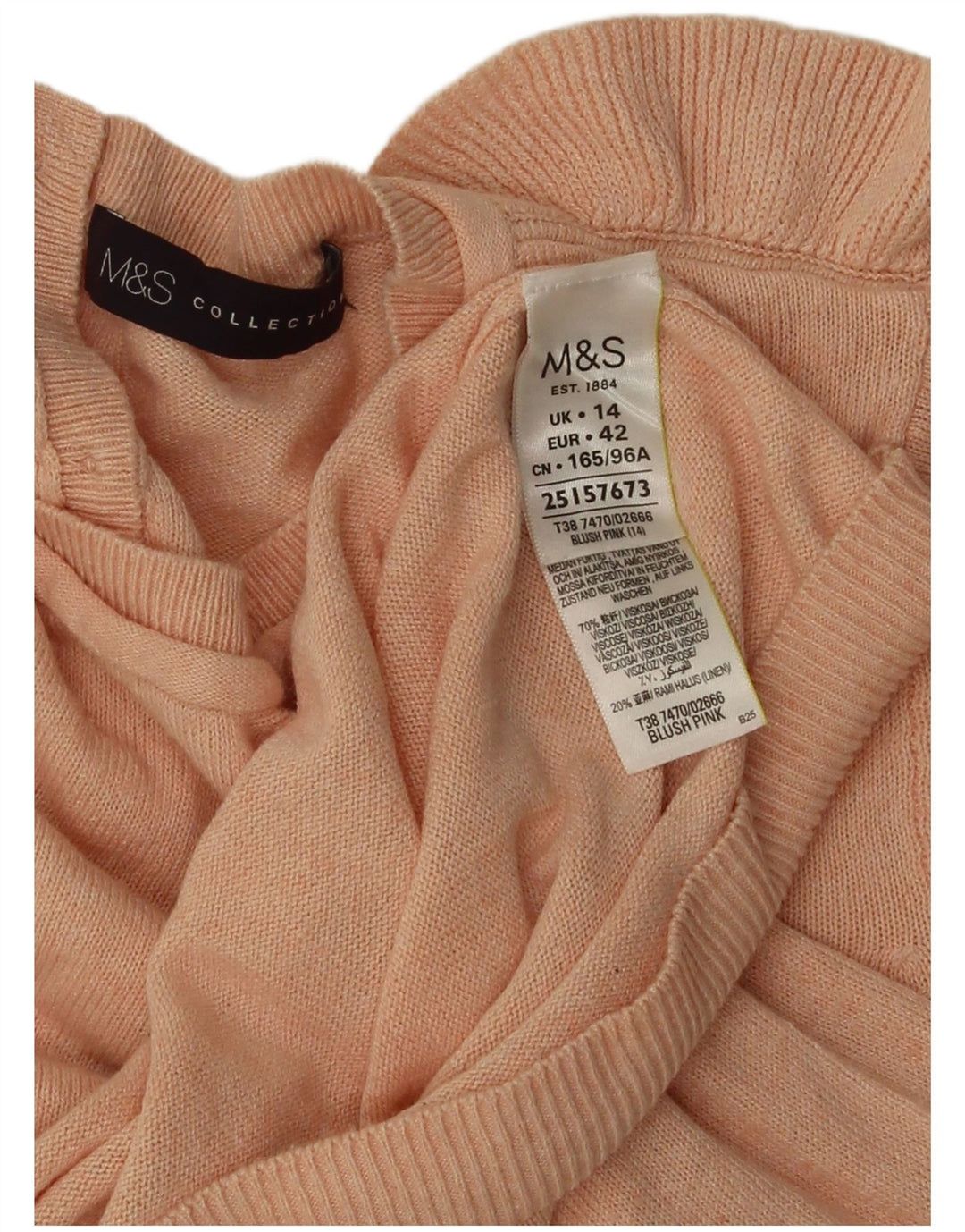 Marks & Spencer Γυναικείο πουλόβερ ζακέτα βολάν UK 14 Medium Pink