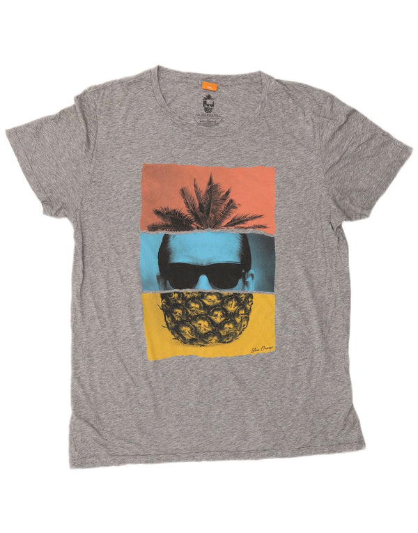 Ανδρικό γραφικό μπλουζάκι HUGO BOSS Τοπ 2XL με γκρι φλιτζάνι