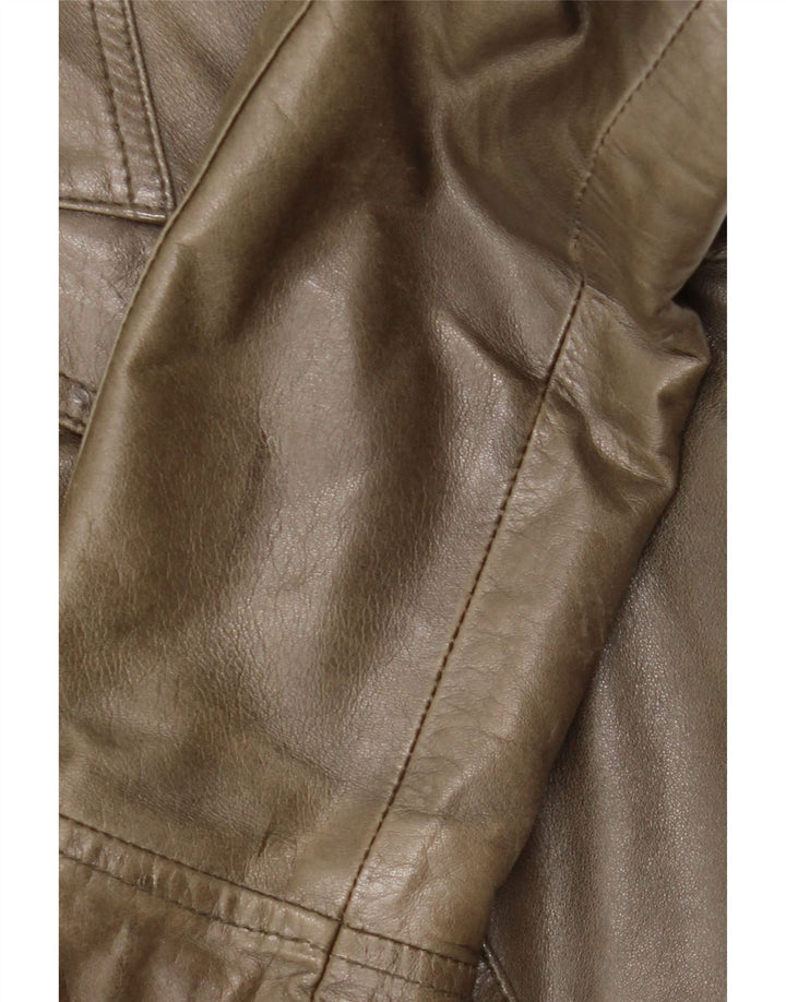 Vintage Γυναικείο Δερμάτινο Μπουφάν IT 42 Medium Khaki Leather