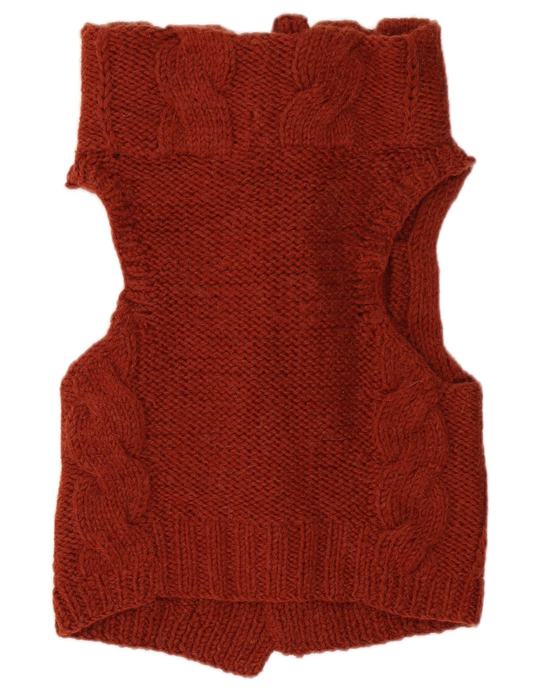 VINTAGE Γυναικείο Αμάνικο Ζακέτα UK 12 Μεσαίο Καφέ