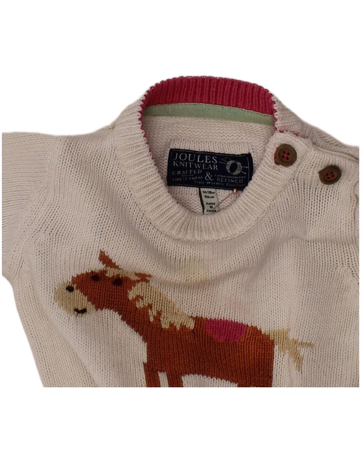 JOULES Baby Girls Boat Neck Jumper πουλόβερ 12-18 μηνών White Animal Print