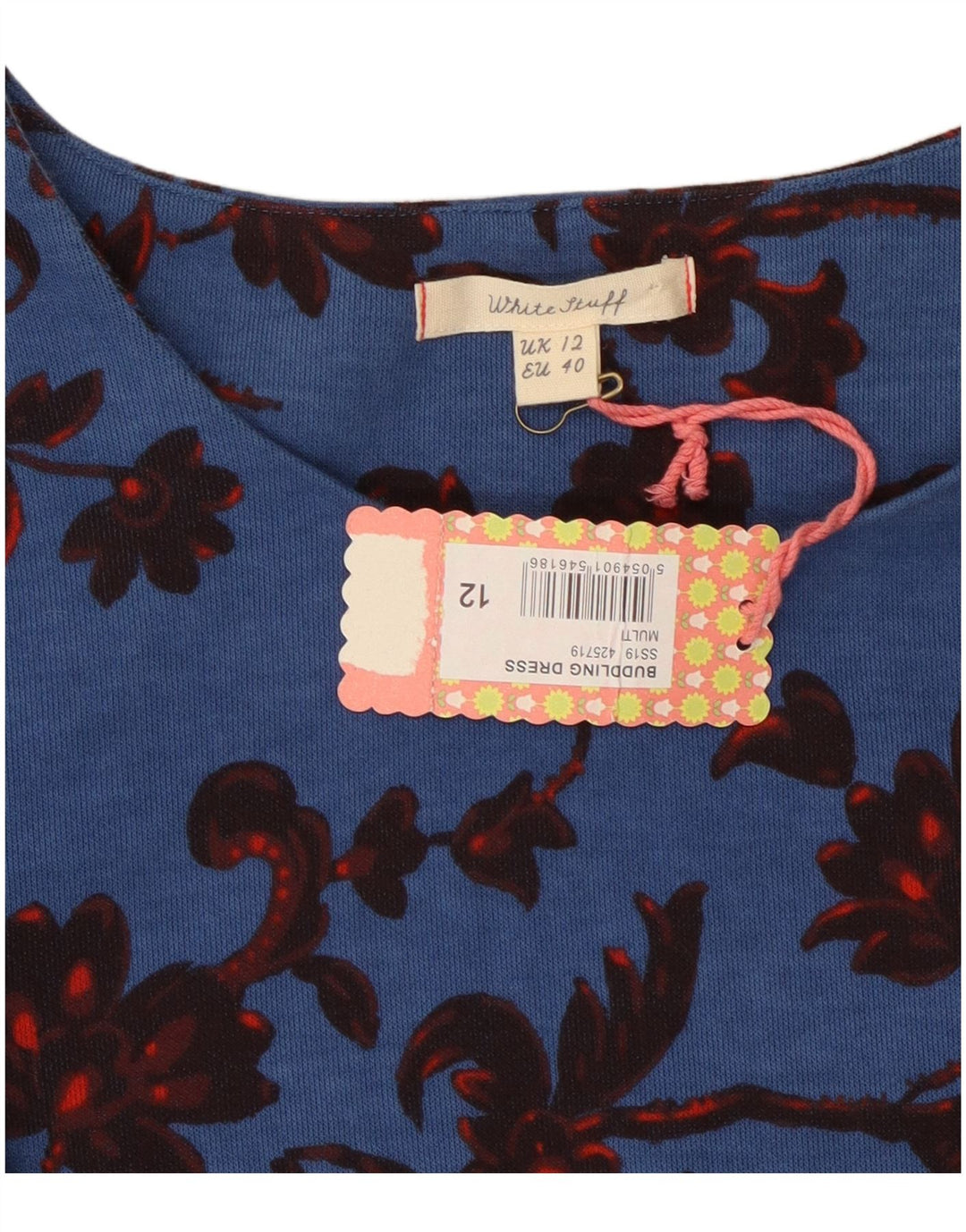 WHITE STUFF Γυναικείο φόρεμα με μανίκια 3/4 UK 12 Medium Blue Floral