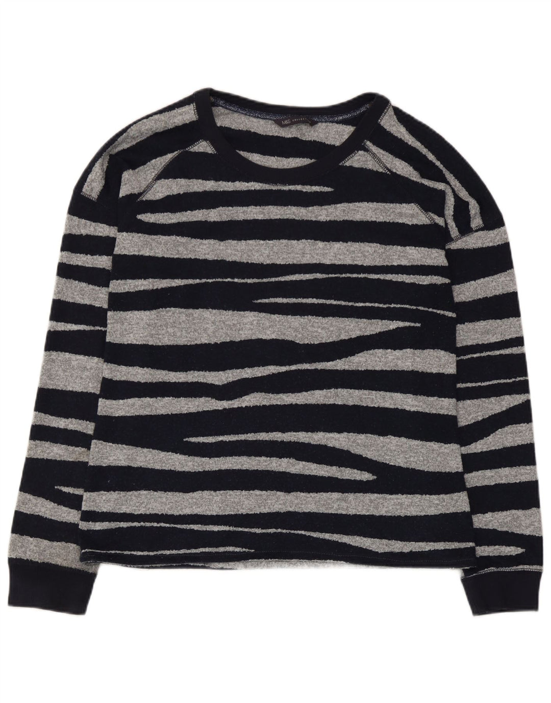 Marks & Spencer Γυναικεία μπλούζα μακρυμάνικη UK 12 Medium Navy Blue ριγέ