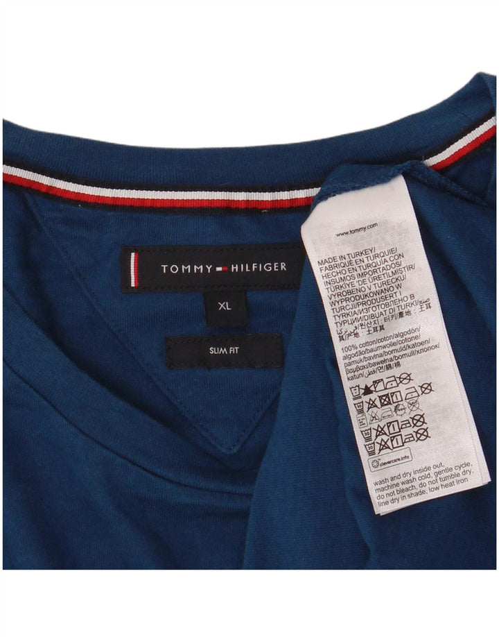 TOMMY HILFIGER Ανδρικό γραφικό μπλουζάκι με λεπτή εφαρμογή XL Μπλε βαμβακερό