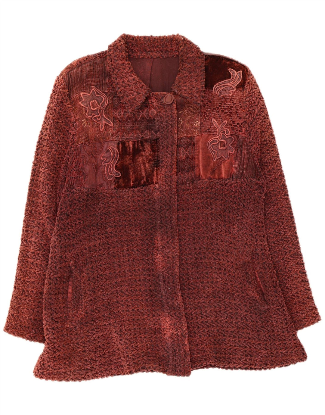 Vintage Γυναικείο Bomber Jacket UK 14 Medium Maroon Floral
