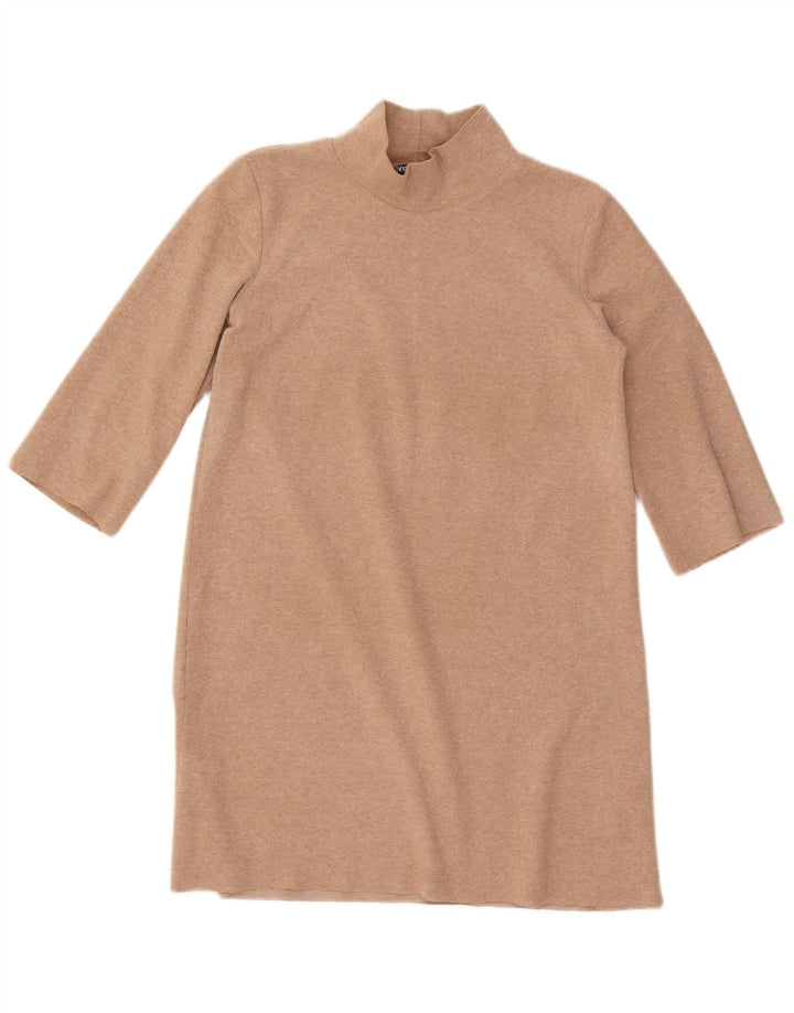 Zara Γυναικείο φόρεμα 3/4 Sleeve Shift UK 10 Small Beige Polyester