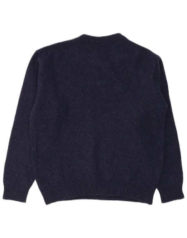 BENETTON Γυναικείο πουλόβερ με λαιμόκοψη UK 16 Large Navy Blue Wool
