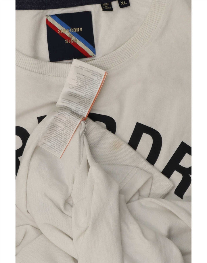 Ανδρικό γραφικό τοπ Superdry Μακρυμάνικο XL Λευκό βαμβακερό