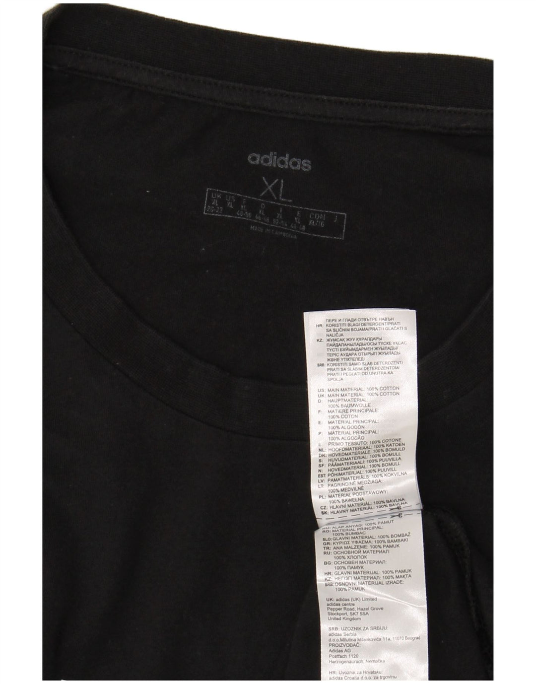 Γυναικείο γραφικό μπλουζάκι ADIDAS Top UK 20/22 XL μαύρο βαμβακερό