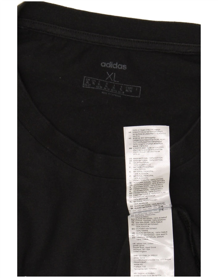 Γυναικείο γραφικό μπλουζάκι ADIDAS Top UK 20/22 XL μαύρο βαμβακερό