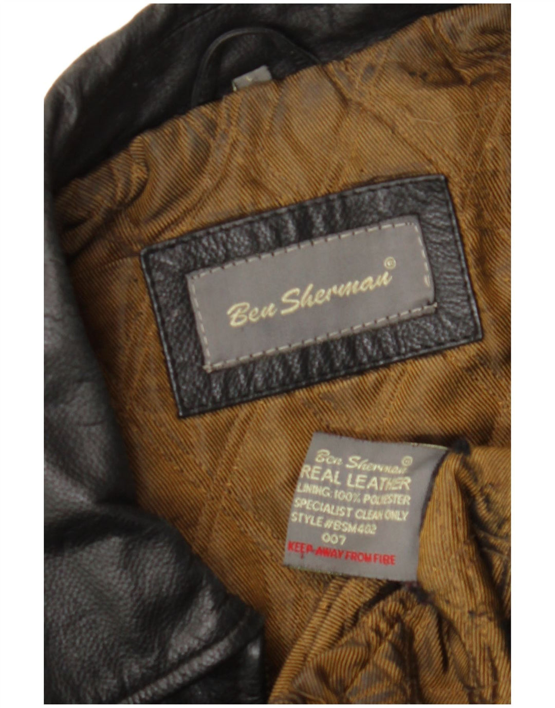 BEN SHERMAN Ανδρικό Δερμάτινο Μπουφάν UK 40 Large Μαύρο Δερμάτινο