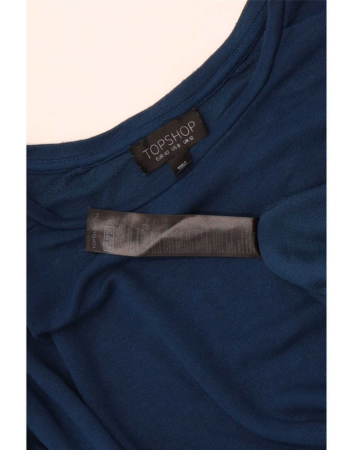 Γυναικείο Topshop Oversized Top μακρυμάνικο UK 12 μεσαία μπλε βισκόζη