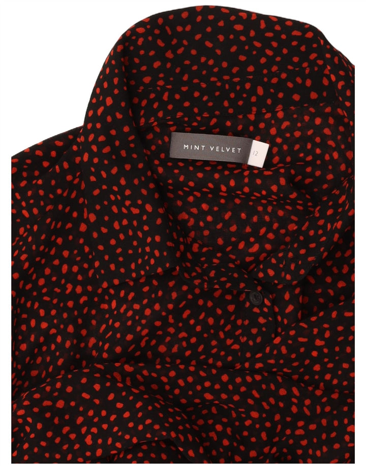 Γυναικείο μακρυμάνικο πουκάμισο MINT VELVET Φόρεμα UK 12 μέτριες μαύρες στίγματα